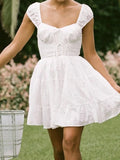 Sweet Square Neck White Sleeveless Short Graduation Dress