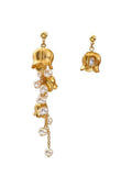 Asymmetric Tassel Flowers Pearl Long Earrings