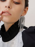 Silver Statement Tassel Long Earrings