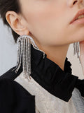 Silver Statement Tassel Long Earrings
