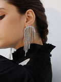 Silver Statement Tassel Long Earrings