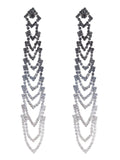 Gray Gradient Rhinestones Tassel Long Chain Earrings