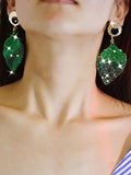 Green Leaf Unique Earrings