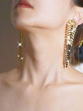 Golden Leaf Tassel Vintage Boho Long Earrings