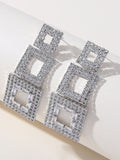 Golden Paneled Square Earrings