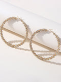 Golden Rhinestones Simple Hoop Earrings