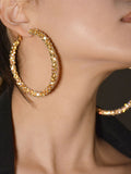 Golden Rhinestones Simple Hoop Earrings