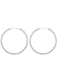 Silver Rhinestones Simple Big Hoop Earrings