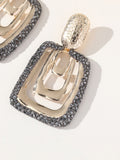 Silver Vintage Square Earrings
