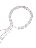 Silver Simple Tassel Rhinestones Necklace