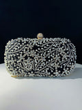 Pearl Rhinestone Beaded Square Handbag