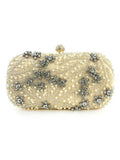 Pearl Rhinestone Beaded Square Handbag