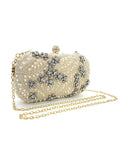 Pearl Rhinestone Beaded Square Handbag