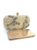 Pearl Rhinestone Beaded Square Handbag