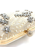 Pearl Rhinestone Beaded Square Handbag