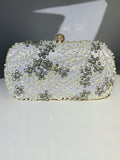 Pearl Rhinestone Beaded Square Handbag