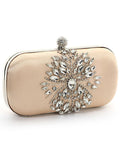 Beige Rhinestones Square Party Handbag