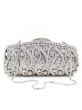 Silver Rhinestones Chain Square Party Handbag