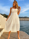 White A Line Backless Long Graduation Party Sundress