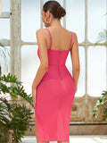Fuchsia Sweetheart Neckline Midi Bandage Dress