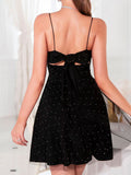 Black Tulle A Line Dotted Short Cocktail Dress