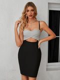 Silver And Black Cutout Sexy Tight Short Party Dress