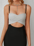 Silver And Black Cutout Sexy Tight Short Party Dress
