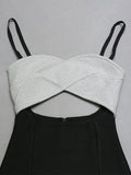 Silver And Black Cutout Sexy Tight Short Party Dress
