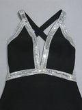 Black Deep V Neck Bodycon Backless Short Party Dress