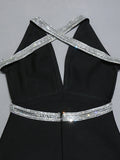 Black Deep V Neck Bodycon Backless Short Party Dress