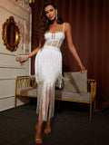 White Bodycon Tassels Long Party Dress