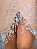 Beige Bodycon Tassels Short Party Bandage Dress