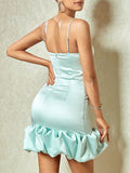 Green Sweetheart Neckline Ruffles Short Cocktail Dress