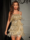 Silver Backless Tassels Short Cocktail Party Dress