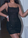 Black Lace Up Tight Short Cocktail Dress