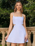 Lilac Cutout Backless Short Cocktail Party Dress
