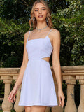 Lilac Cutout Backless Short Cocktail Party Dress