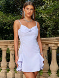 Lilac Ruffles Short Cocktail Party Dress