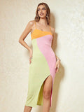 Colourful Sexy Long Party Dress With Slit