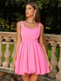 Pink A Line Backless Sweet Short Cocktail Party Dress