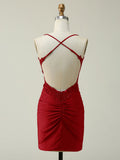DarkGreen Glitter Halter Short Homecoming Dress