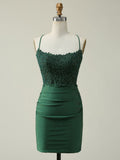 Halter Mermaid Dark Green Glitter Short Homecoming Dress