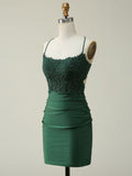 DarkGreen Glitter Halter Short Homecoming Dress