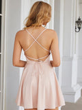 Pink Spaghetti Straps A Line Short Graduation Homecoming Party Dress