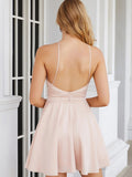 Pink Halter A Line Short Graduation Homecoming Party Dress