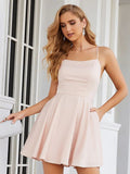 Pink Spaghetti Straps A Line Short Graduation Homecoming Party Dress