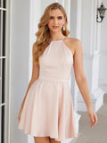 Pink Halter A Line Short Graduation Homecoming Party Dress