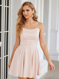 Pink Spaghetti Straps A Line Short Graduation Homecoming Party Dress