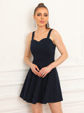 Navy A Line Sleeveless Backless Short Graduation Party Dress
