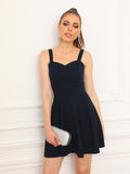 Navy A Line Sleeveless Backless Short Graduation Party Dress